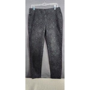 Soft Surroundings Jeans Womens M Black Print Skinny Stretch Pull On‎ Pants